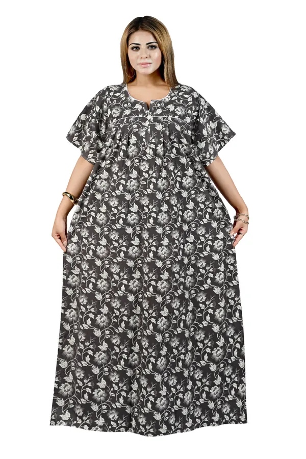 Nighty_Women_Cotton_Maxi_Plus_Size_Front_Zip_Open_3XL_to_6XL