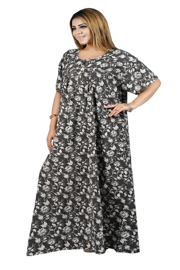 Nighty_Women_Cotton_Maxi_Plus_Size_Front_Zip_Open_3XL_to_6XL