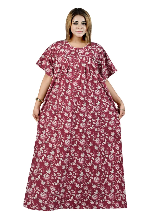 Nighty_Women_Cotton_Maxi_Plus_Size_Front_Zip_Open_3XL_to_6XL