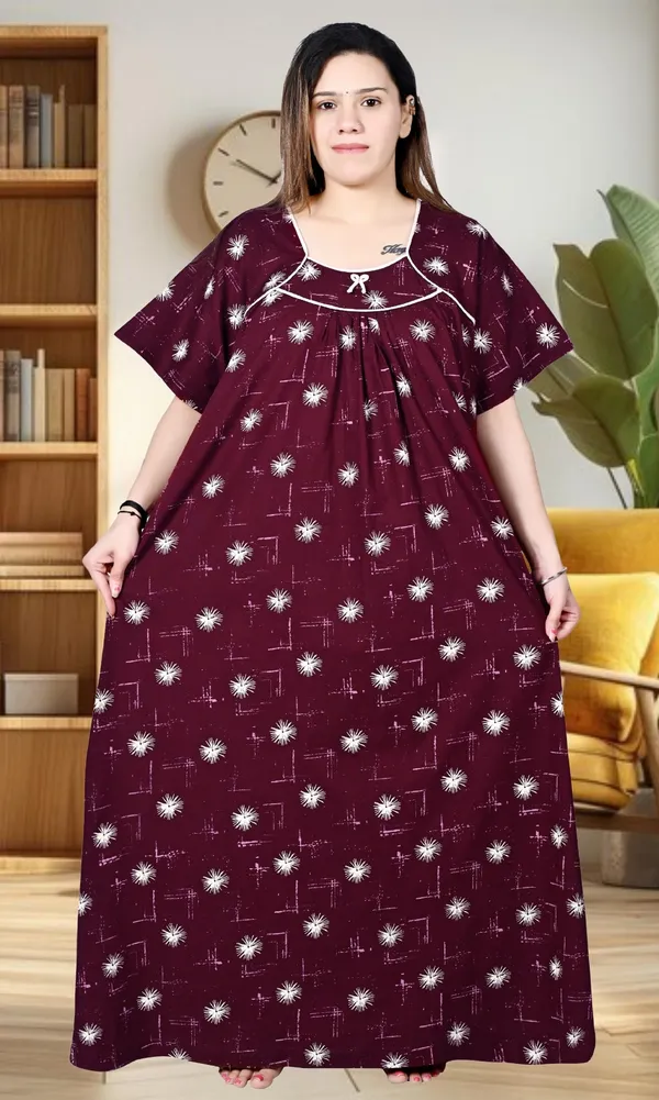Maroon_Plus_Size_Women_Nighty_cotton_Maxi_Summer_Printed_5XL_to_10XL