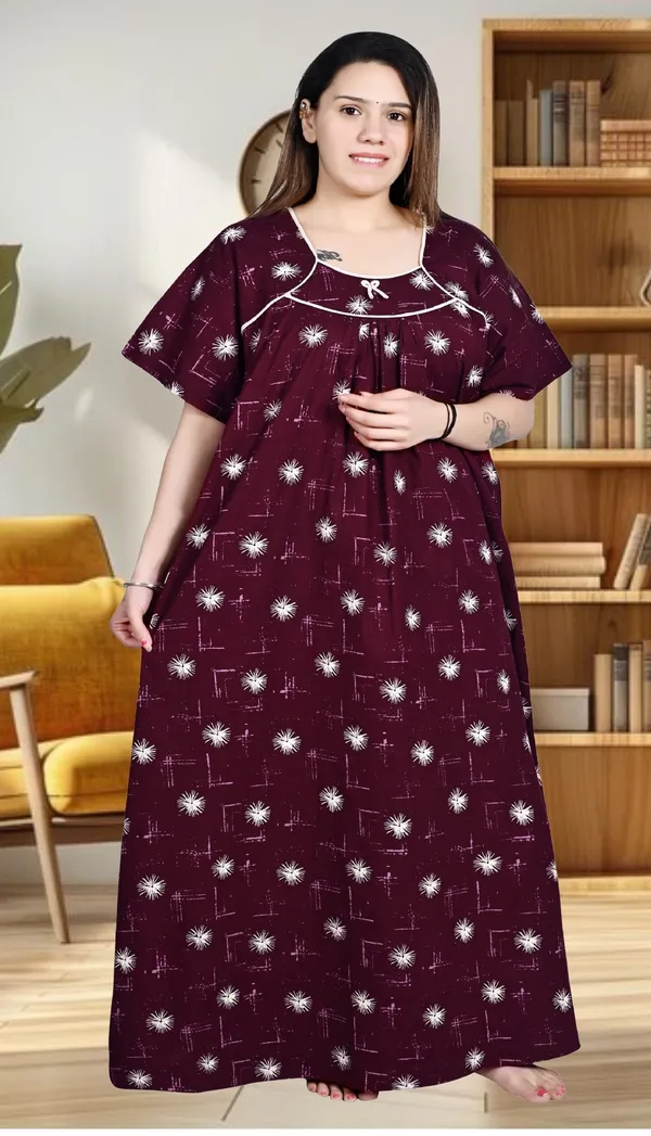 Maroon_Plus_Size_Women_Nighty_cotton_Maxi_Summer_Printed_5XL_to_10XL
