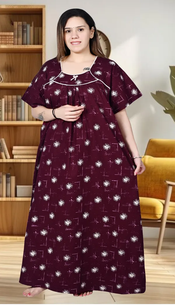 Maroon_Plus_Size_Women_Nighty_cotton_Maxi_Summer_Printed_5XL_to_10XL