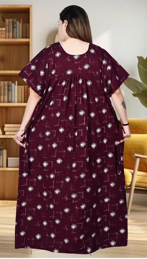 Maroon_Plus_Size_Women_Nighty_cotton_Maxi_Summer_Printed_5XL_to_10XL