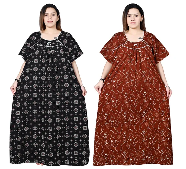 Women_Plus_Size_Nighty_Cotton_Maxi_Gown_Printed_5XL_to_10XL_2_Pc_(Combo)
