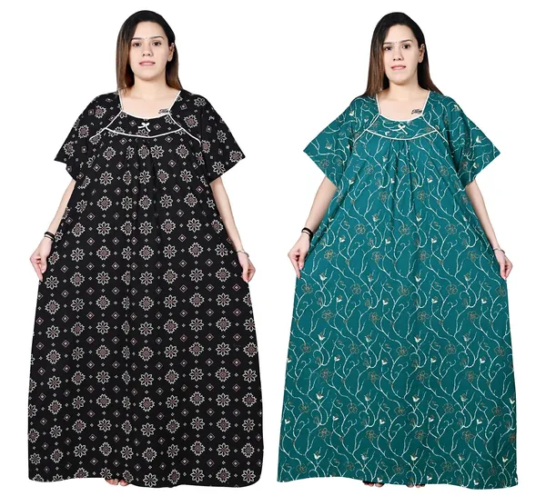 Women_Plus_Size_Nighty_Cotton_Maxi_Gown_Printed_5XL_to_10XL_2_Pc_(Combo)