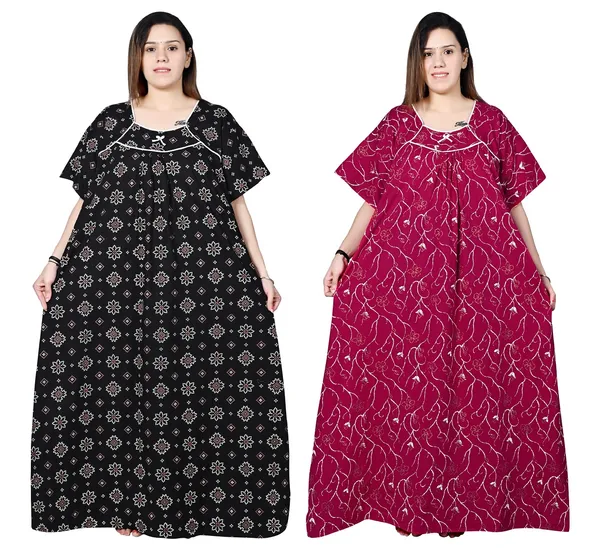 Women_Plus_Size_Nighty_Maxi_Cotton_Gown_Printed_5XL_to_10XL_(_2Pc_)_Combo