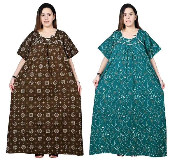Women_Plus_Size_Nighty_Cotton_Maxi_Gown_Printed_5XL_to_10XL_2_Pc_(Combo)