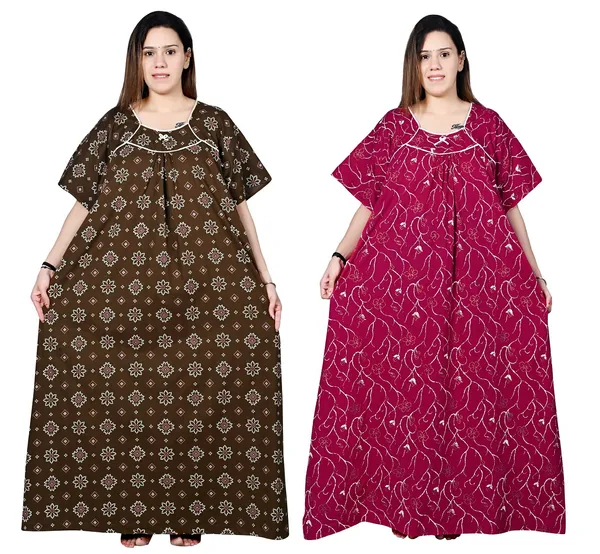 Women_Plus_Size_Nighty_Cotton_Maxi_Gown_Printed_5XL_to_10XL_2_Pc_(Combo)
