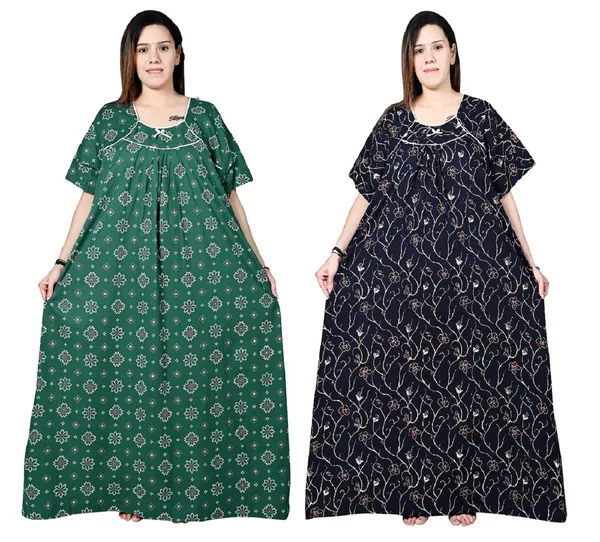 Women_Plus_Size_Nighty_Cotton_Maxi_Gown_Printed_5XL_to_10XL_2_Pc_(Combo)