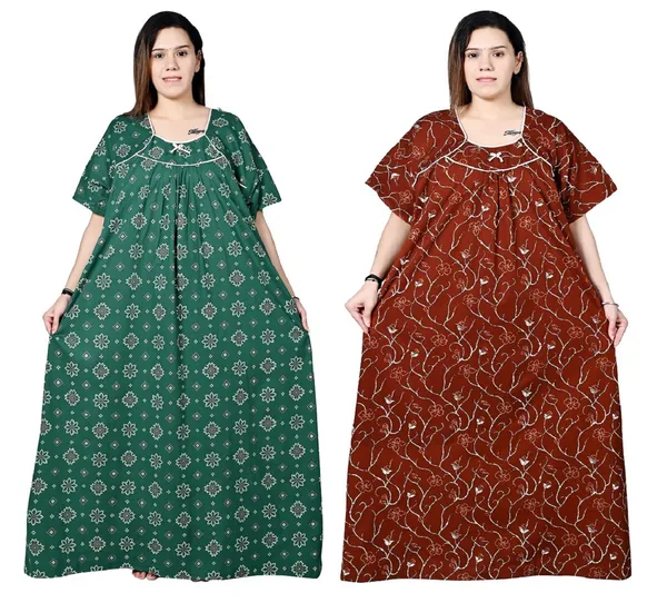 Women_Plus_Size_Nighty_Cotton_Maxi_Gown_Printed_5XL_to_10XL_2_Pc_(Combo)