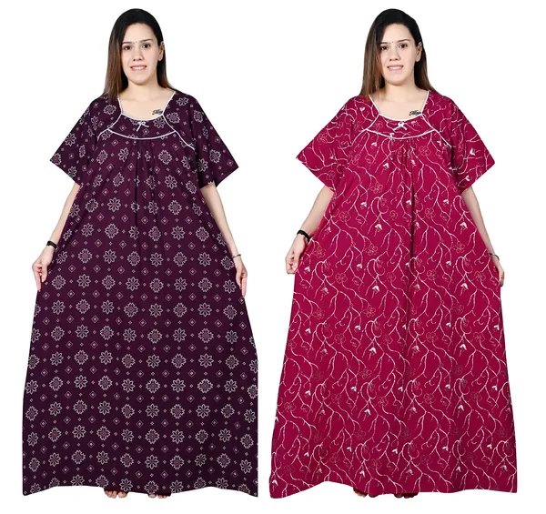 Women_Plus_Size_Nighty_Cotton_Maxi_Gown_Printed_5XL_to_10XL_2_Pc_(Combo)