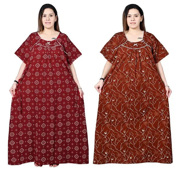 Women_Plus_Size_Nighty_Cotton_Maxi_Gown_Printed_5XL_to_10XL_2_Pc_(Combo)