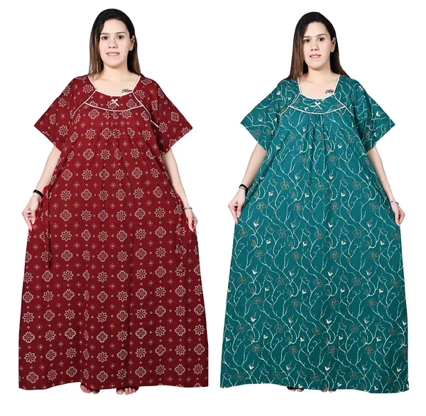Women_Plus_Size_Nighty_Cotton_Maxi_Gown_Printed_5XL_to_10XL_2_Pc_(Combo)