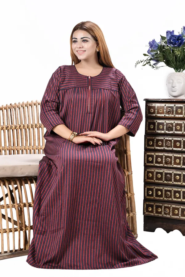 Women_Winter_Nighty_cotswool_Warm_Maxi_Front_Open_Zip_Style_Plus_Size_L_To_4XL