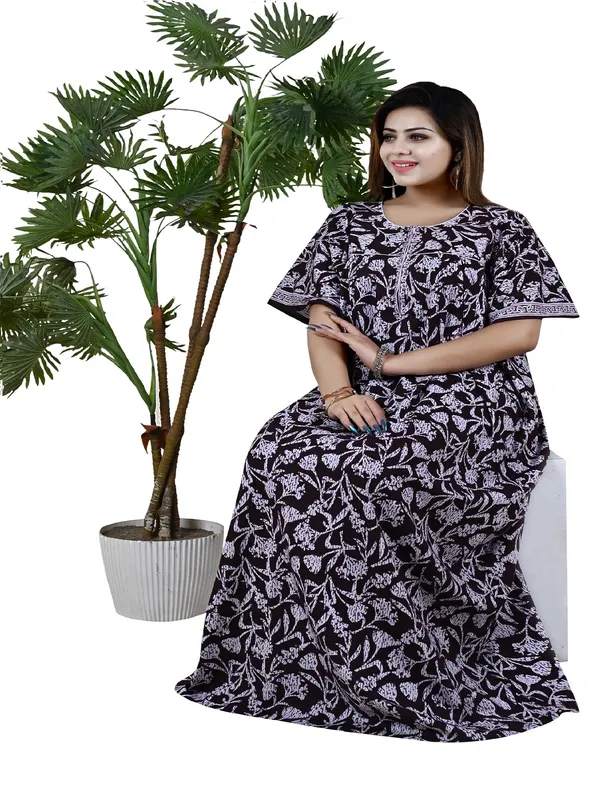 Women_Zip_Chain_Cotton_Nighty__Maxi_Plus_Size_7XL_To_10XL