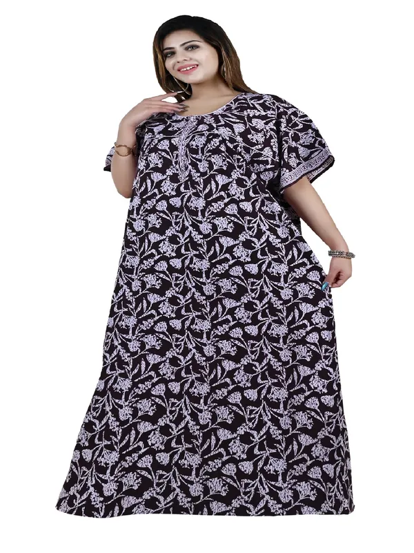 Women_Zip_Chain_Cotton_Nighty__Maxi_Plus_Size_7XL_To_10XL