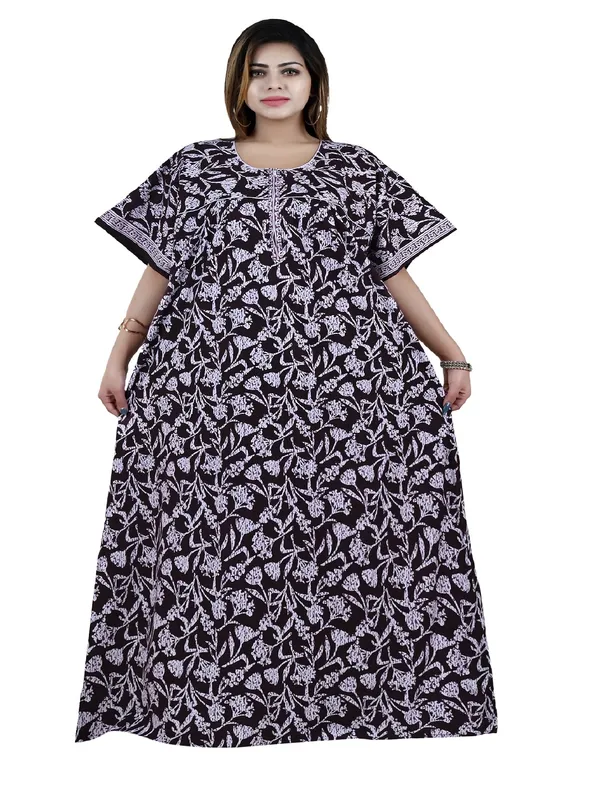 Women_Zip_Chain_Cotton_Nighty__Maxi_Plus_Size_7XL_To_10XL