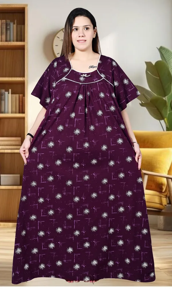Purple_Plus_Size_Women_Nighty_cotton_Maxi_Summer_Printed_5XL_to_10XL