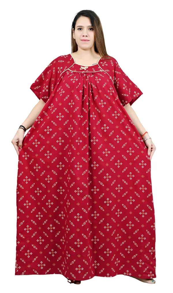 Red_Women_Nighty_cotton_Plus_size_Printed_maxi_5XL_to_10XL