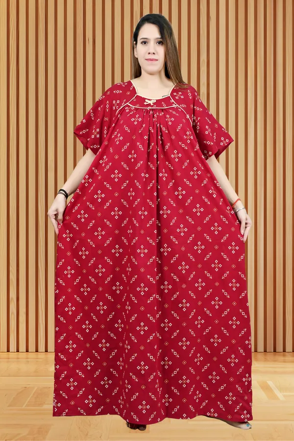 Red_Women_Nighty_cotton_Plus_size_Printed_maxi_5XL_to_10XL