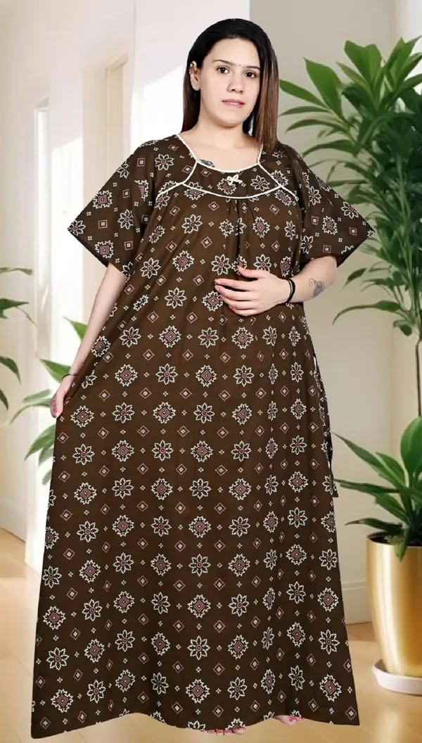 Brown_Women_Nighty_cotton_Plus_size_Printed_maxi_5XL_to_10XL