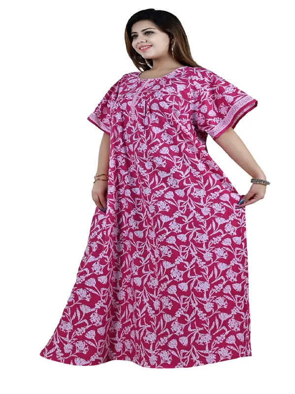 Women_Zip_Chain_Cotton_Nighty__Maxi_Plus_Size_7XL_To_10XL