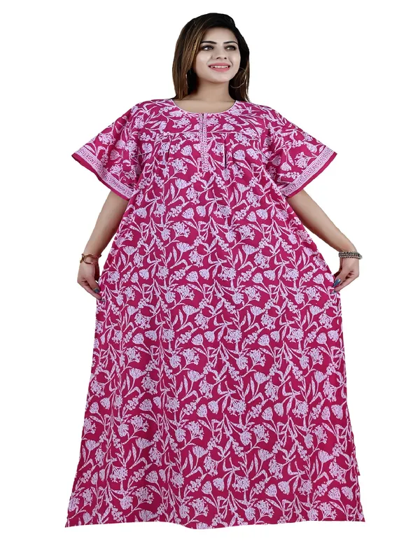 Women_Zip_Chain_Cotton_Nighty__Maxi_Plus_Size_7XL_To_10XL