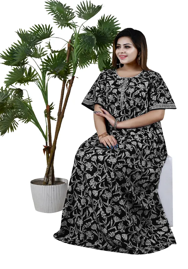 Women_Zip_Chain_Cotton_Nighty__Maxi_Plus_Size_7XL_To_10XL