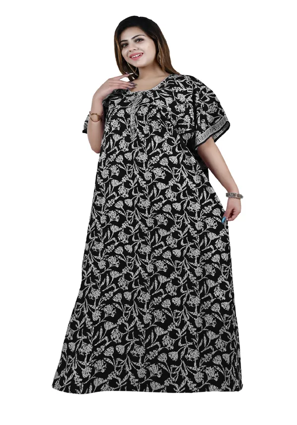 Women_Zip_Chain_Cotton_Nighty__Maxi_Plus_Size_7XL_To_10XL