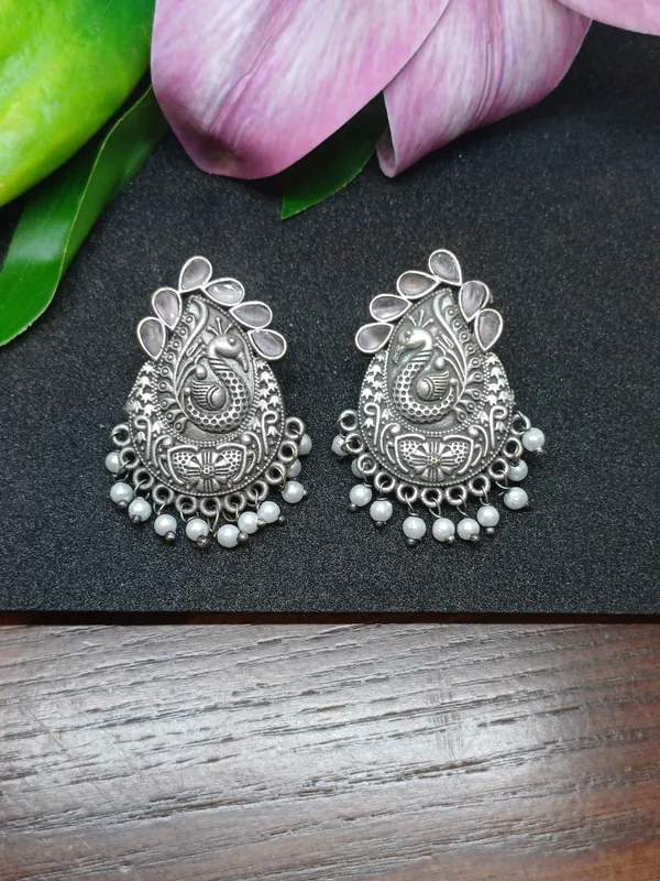 Pink_Peacock_Brass_Studs_For_Women_|_Premium_Lightweight_Jewellery_For_Daily_Use