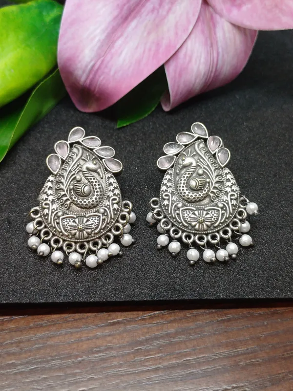 Pink_Peacock_Brass_Studs_For_Women_|_Premium_Lightweight_Jewellery_For_Daily_Use