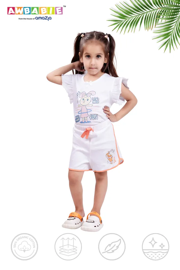 White_Soft_Cotton__Regular_T-_Shirts_And_White_Shorts_For_Girls_(Combo)