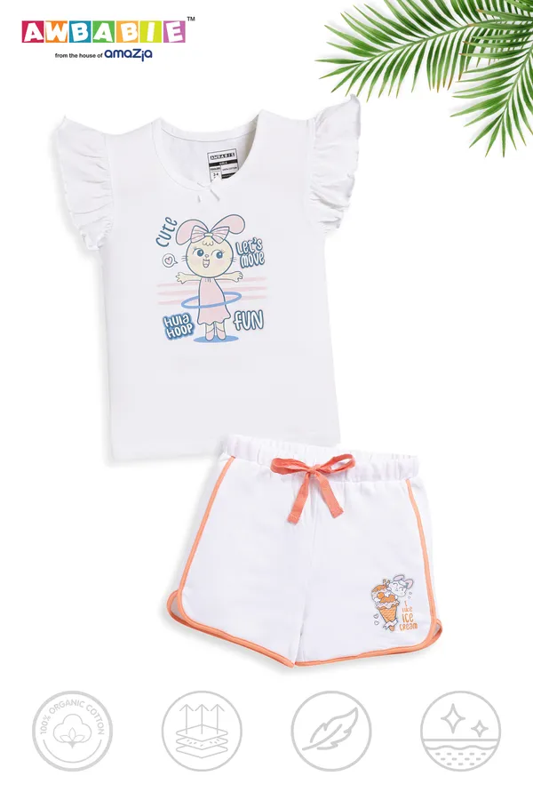 White_Soft_Cotton__Regular_T-_Shirts_And_White_Shorts_For_Girls_(Combo)
