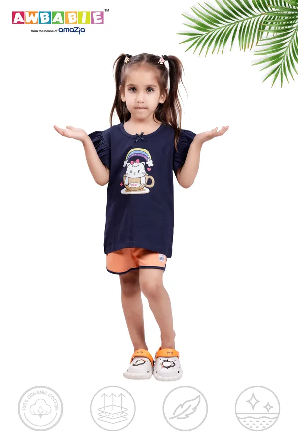Blue_Soft_Cotton__Regular_Tshirt_And_Pink_Shorts_For_Girls_(Combo)