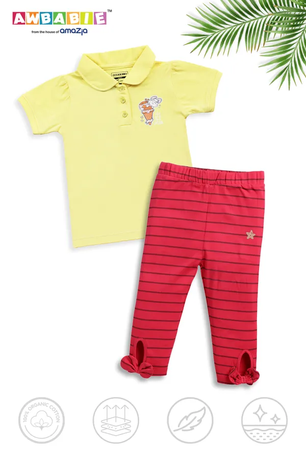 Yellow_Soft_Cotton_Regular_T-Shirt_And_Line_Printed_Pant_For_Girls_(Combo)