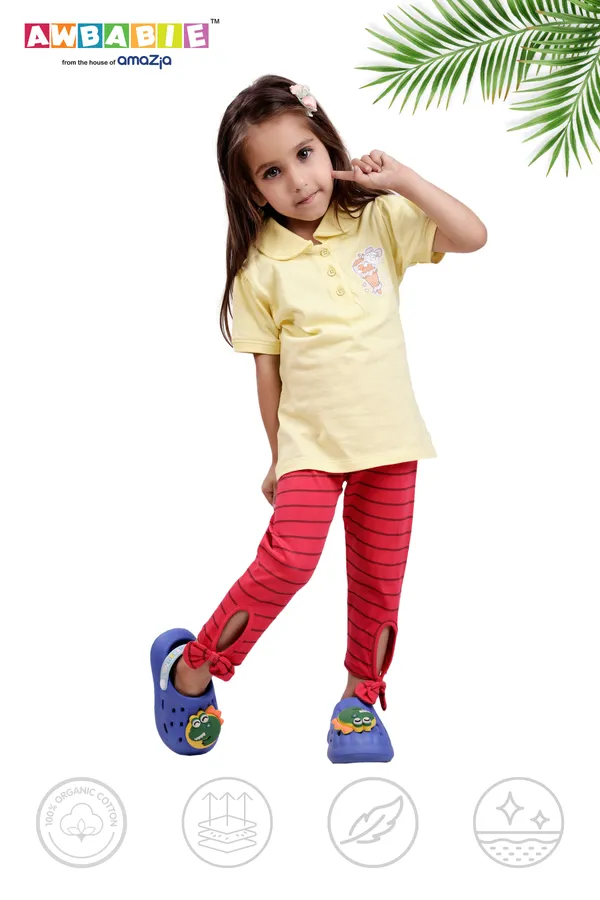 Yellow_Soft_Cotton_Regular_T-Shirt_And_Line_Printed_Pant_For_Girls_(Combo)