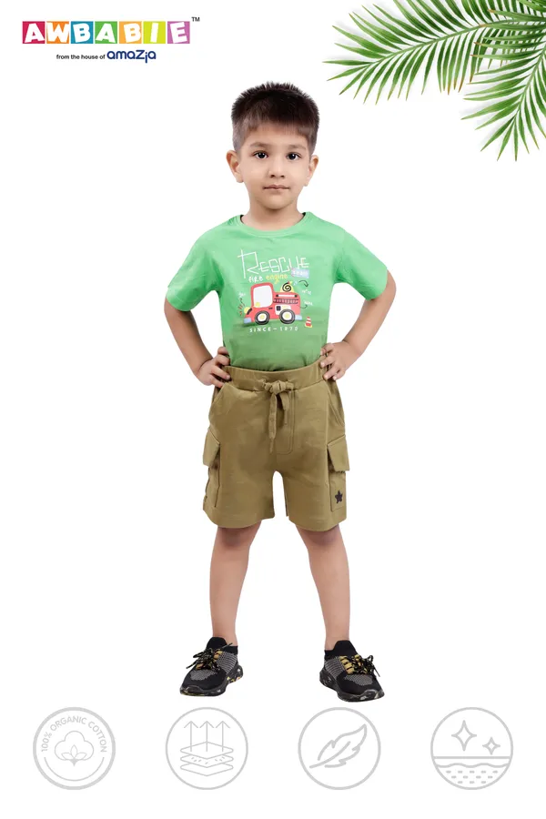 Green_Soft_Cotton_Regular_T-Shirt_And_Olive_Green_Shorts_For_Boy_(Combo)