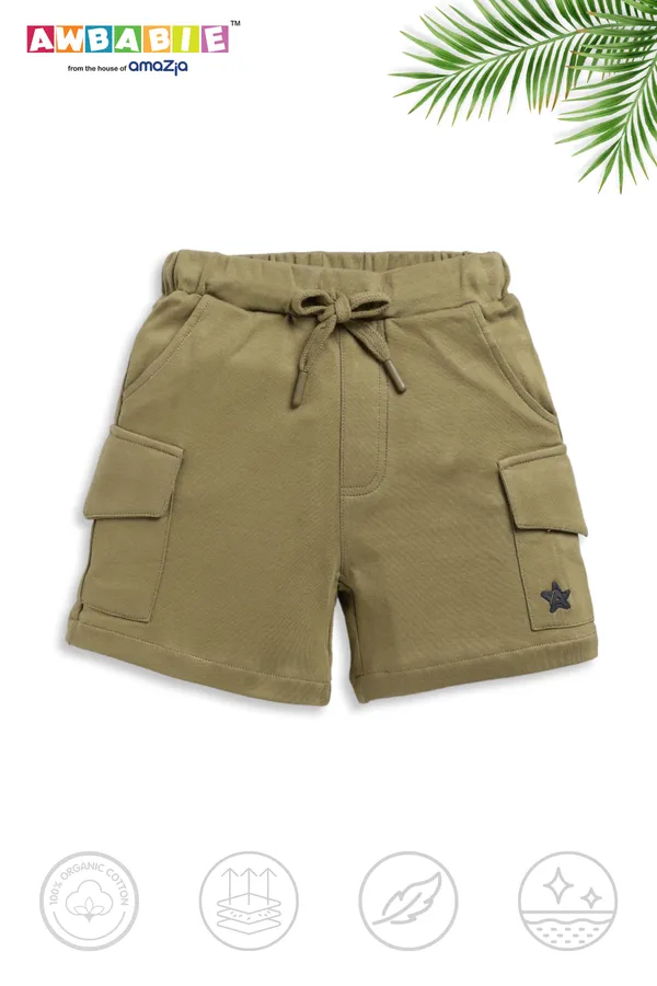 Green_Soft_Cotton_Regular_T-Shirt_And_Olive_Green_Shorts_For_Boy_(Combo)