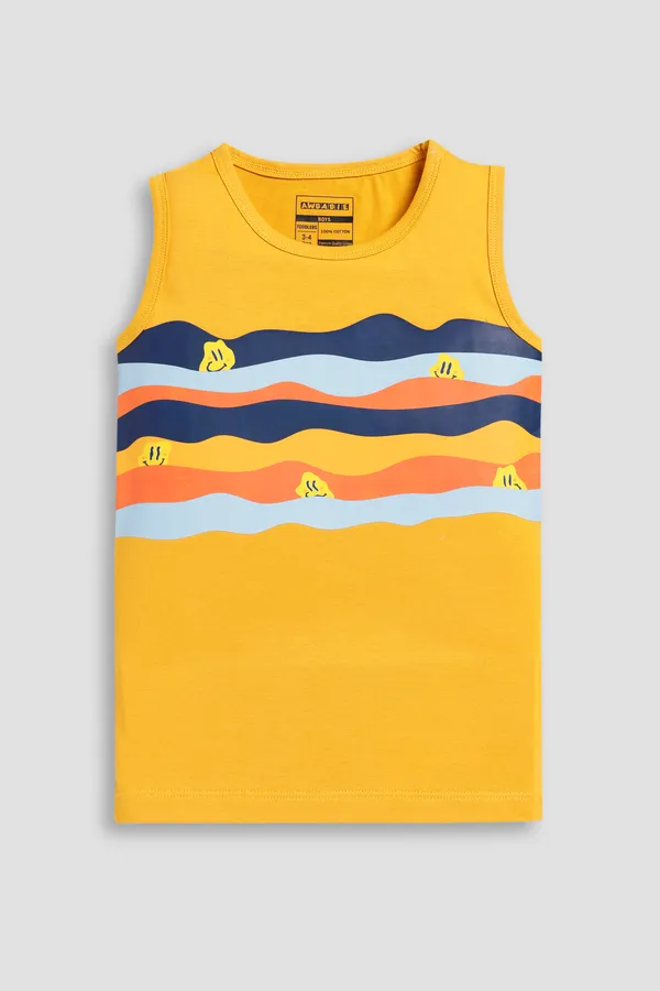 Yellow_Soft_Cotton_Casual_Round_Neck_Sleeveless_T-Shirt_For_Baby_Boys