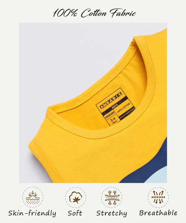 Yellow_Soft_Cotton_Casual_Round_Neck_Sleeveless_T-Shirt_For_Baby_Boys