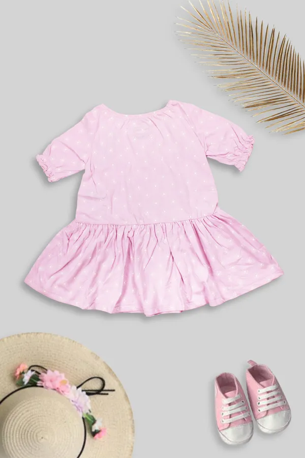 PINK_COLOR_100%_COTTON_DRESS_FOR_INFANT_GIRLS