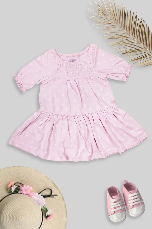 PINK_COLOR_100%_COTTON_DRESS_FOR_INFANT_GIRLS