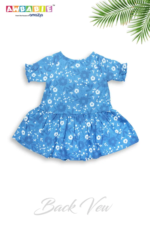 BLUE_COLOR_100%_COTTON_DRESS_FOR_INFANT_GIRLS