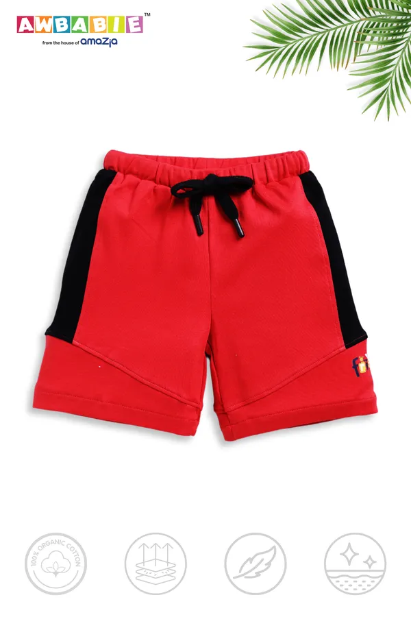 Line_Printed_Soft_Cotton_Regular_T-Shirt_And_Red_Shorts_For_Boys_(Combo)
