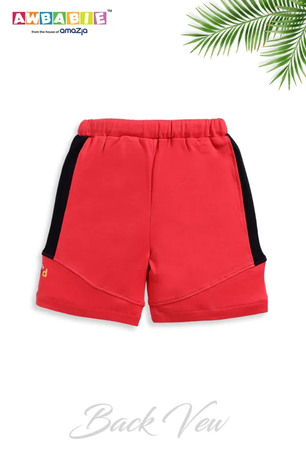 Line_Printed_Soft_Cotton_Regular_T-Shirt_And_Red_Shorts_For_Boys_(Combo)