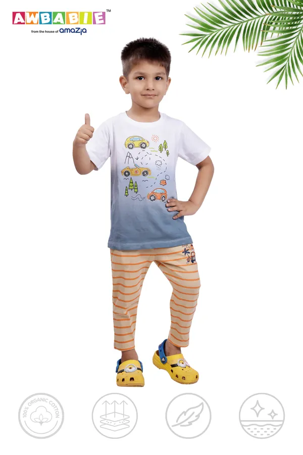 White_Soft_Cotton_Regular_T-Shirt_And_Pant_For_Boy_(Combo)