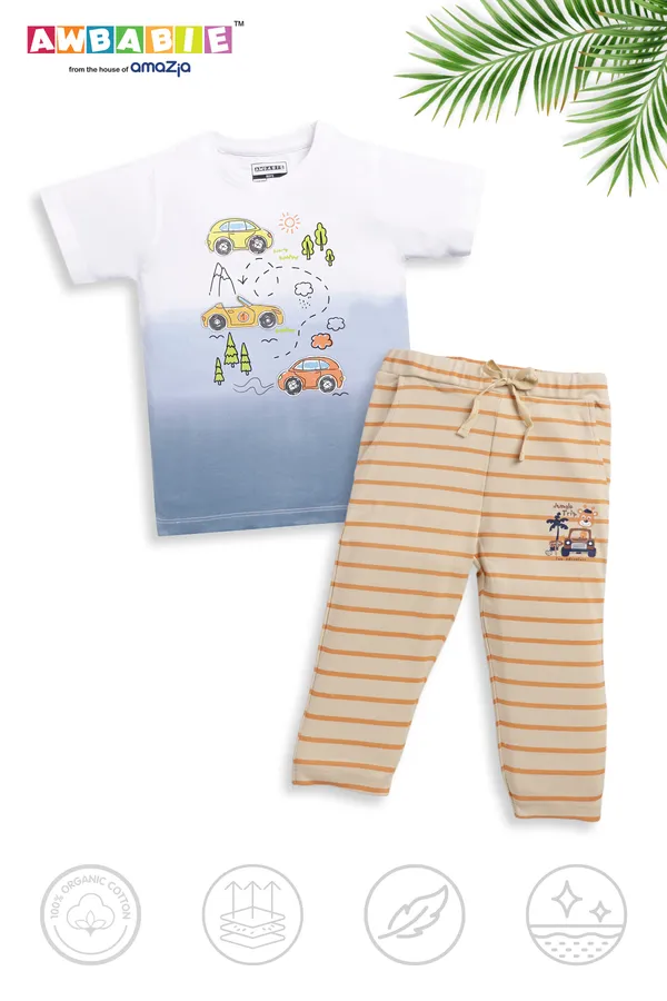 White_Soft_Cotton_Regular_T-Shirt_And_Pant_For_Boy_(Combo)