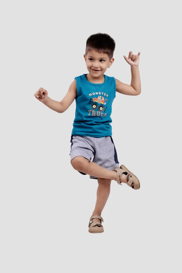 Blue_Soft_Cotton_Regular_Sleeveless_T-Shirt_And_Grey_Shorts_For_Boy_(Combo)