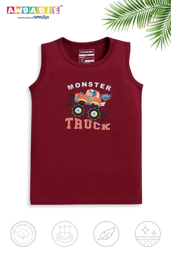 Marron_Soft_Cotton_Regular_Sleeveless_T-Shirt_And_Shorts_For_Boy_(Combo)