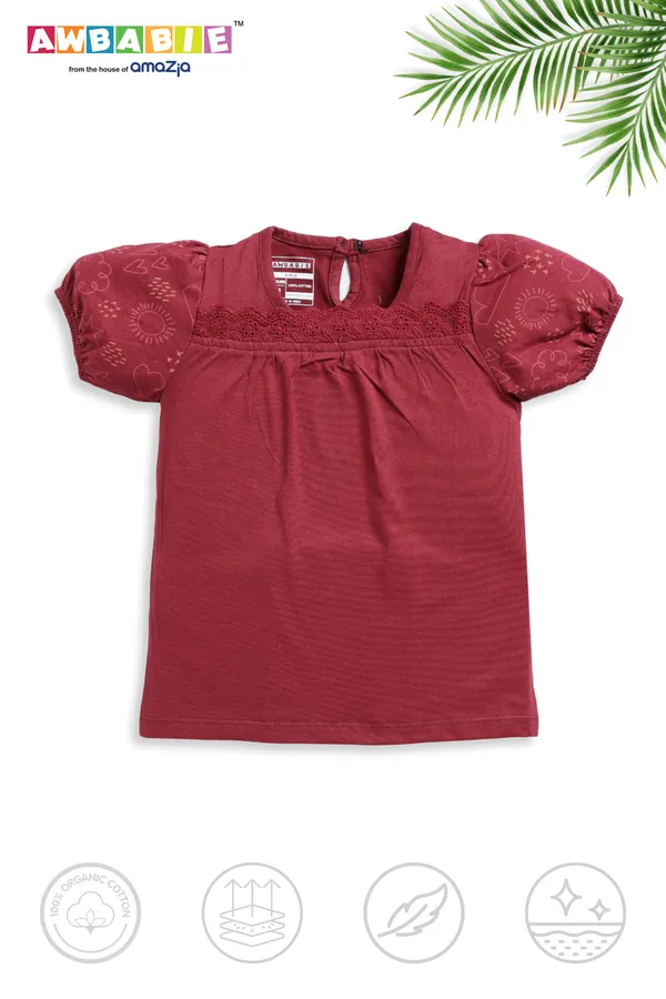 Maroon_Soft_Cotton_Regular_Top_And_Multicolor_Legging_For_Girls_(Combo)